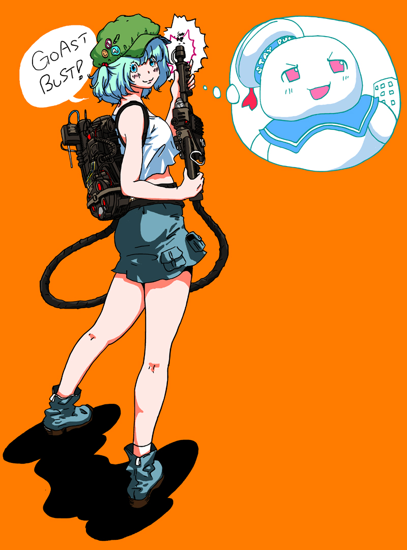 kawashiro nitori and stay puft (touhou and 1 more) drawn by karaagetarou