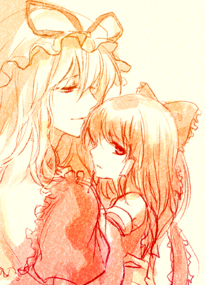 hakurei reimu and yakumo yukari (touhou) drawn by irua