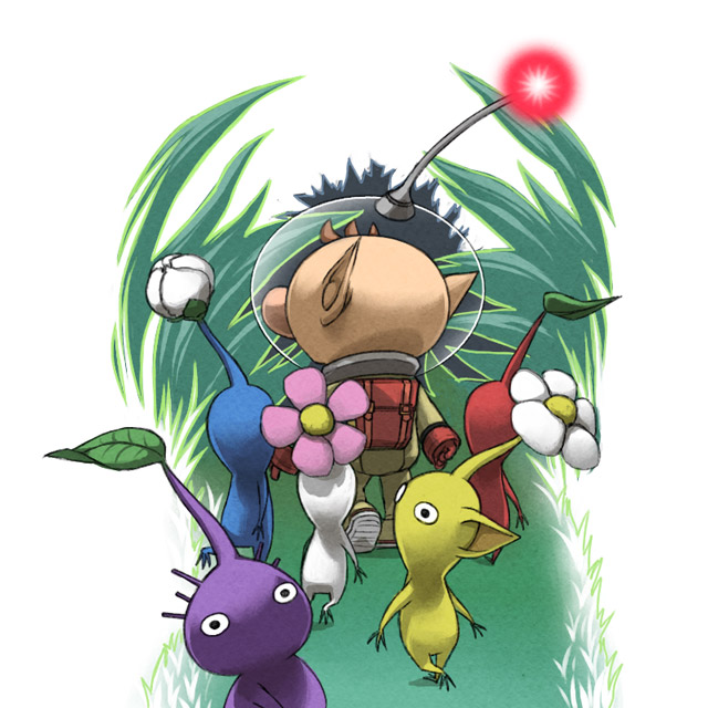 red pikmin, olimar, yellow pikmin, blue pikmin, purple pikmin, and 1 more (pikmin) drawn by naru_(wish_field)
