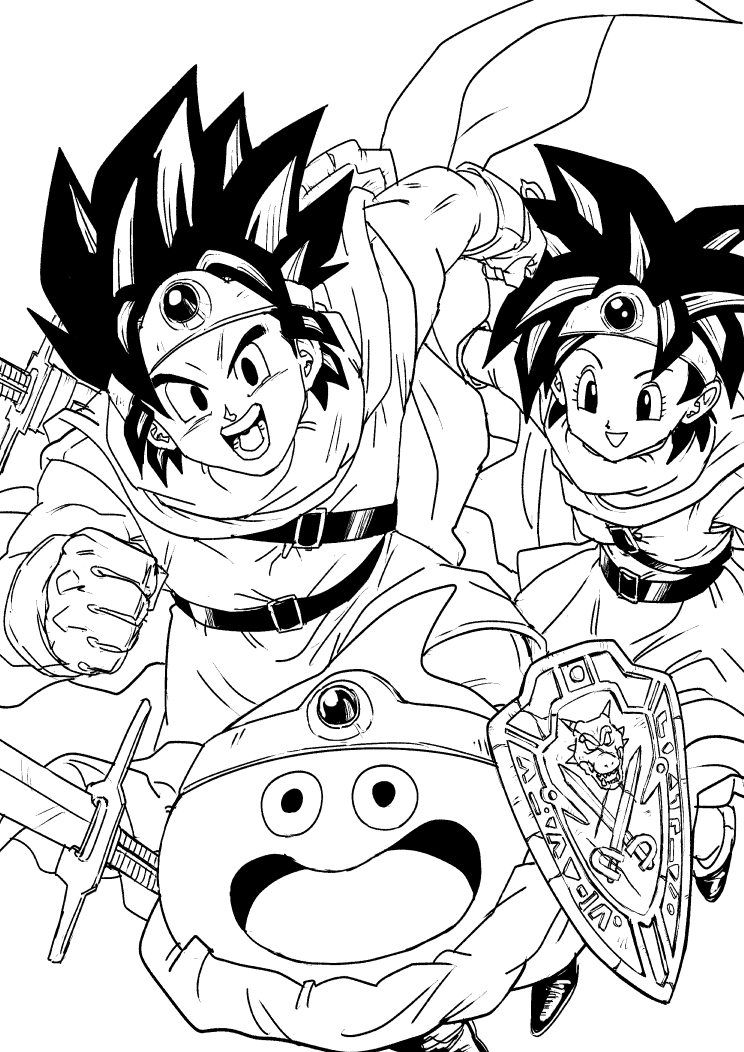 slime, roto, hero, and heroine (dragon quest and 1 more) drawn by gvdygdu