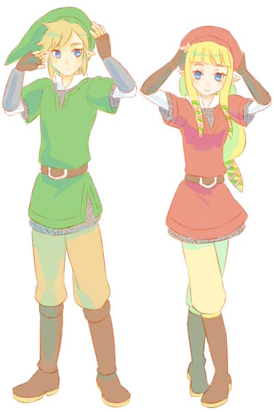 link and princess zelda (the legend of zelda and 1 more) drawn by ito_(chocolemo)