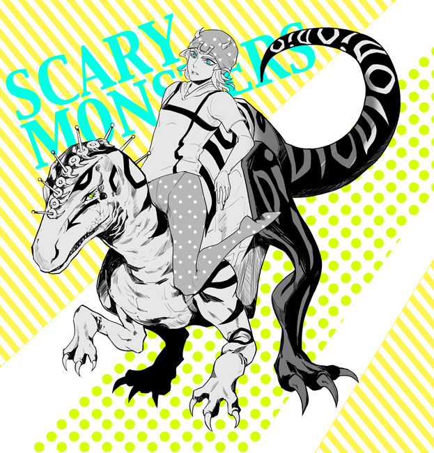 johnny joestar, diego brando, and scary monsters (jojo no kimyou na bouken and 1 more) drawn by komu_(suimin_busoku)