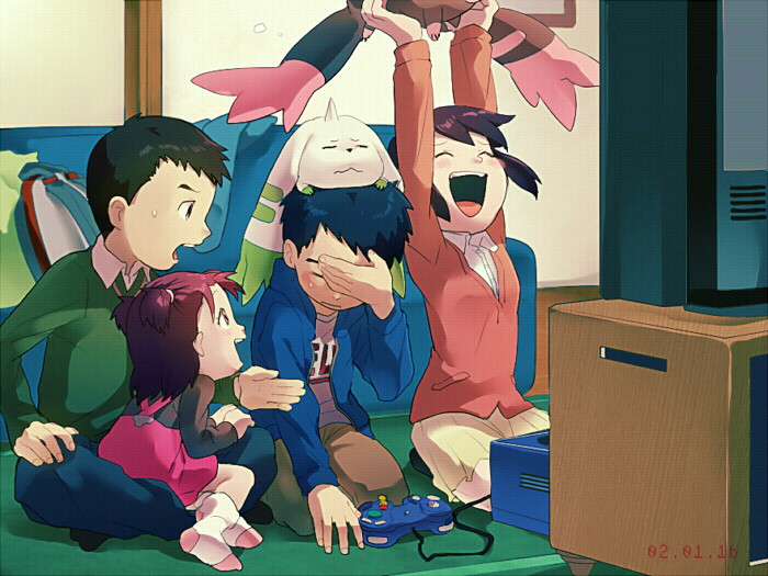 terriermon, lopmon, lee jianliang, lee shaochung, lee lianjie, and 1 more (digimon and 1 more) drawn by t_k_g