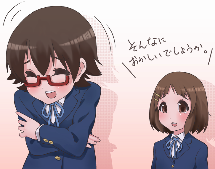 hirasawa yui and manabe nodoka (k-on!) drawn by landolt_tamaki