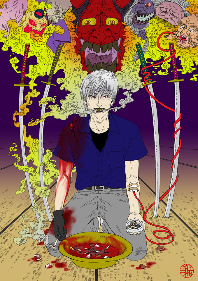 akagi shigeru (fukumoto mahjong and 1 more) drawn by joanna_krotka