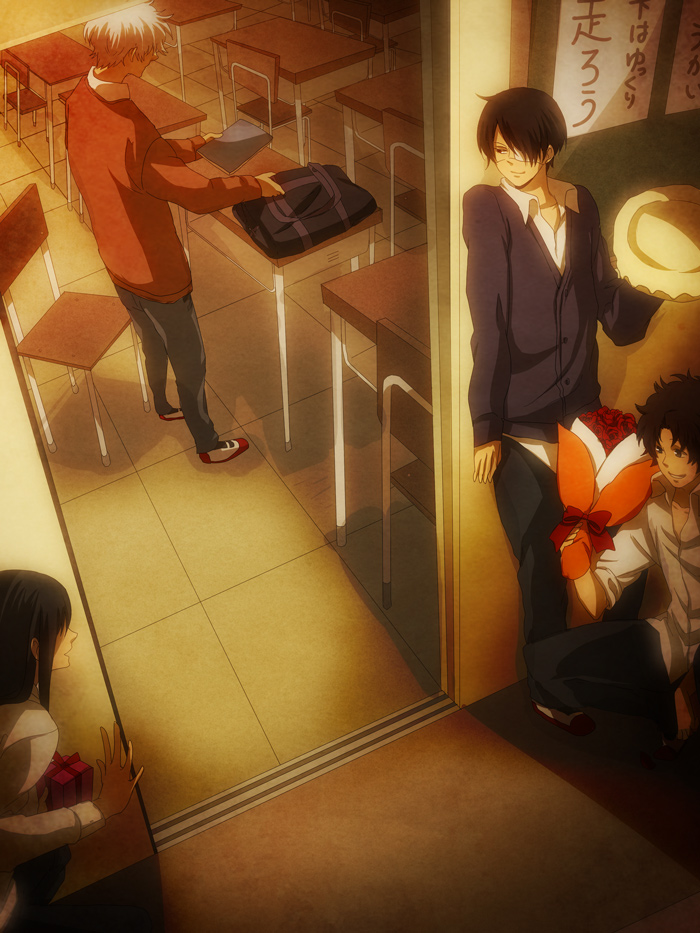 sakata gintoki, takasugi shinsuke, katsura kotarou, and sakamoto tatsuma (gintama) drawn by deco_(geigeki_honey)