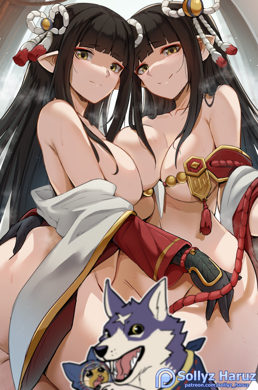 hinoa, minoto, and canyne (monster hunter and 1 more) drawn by sollyz