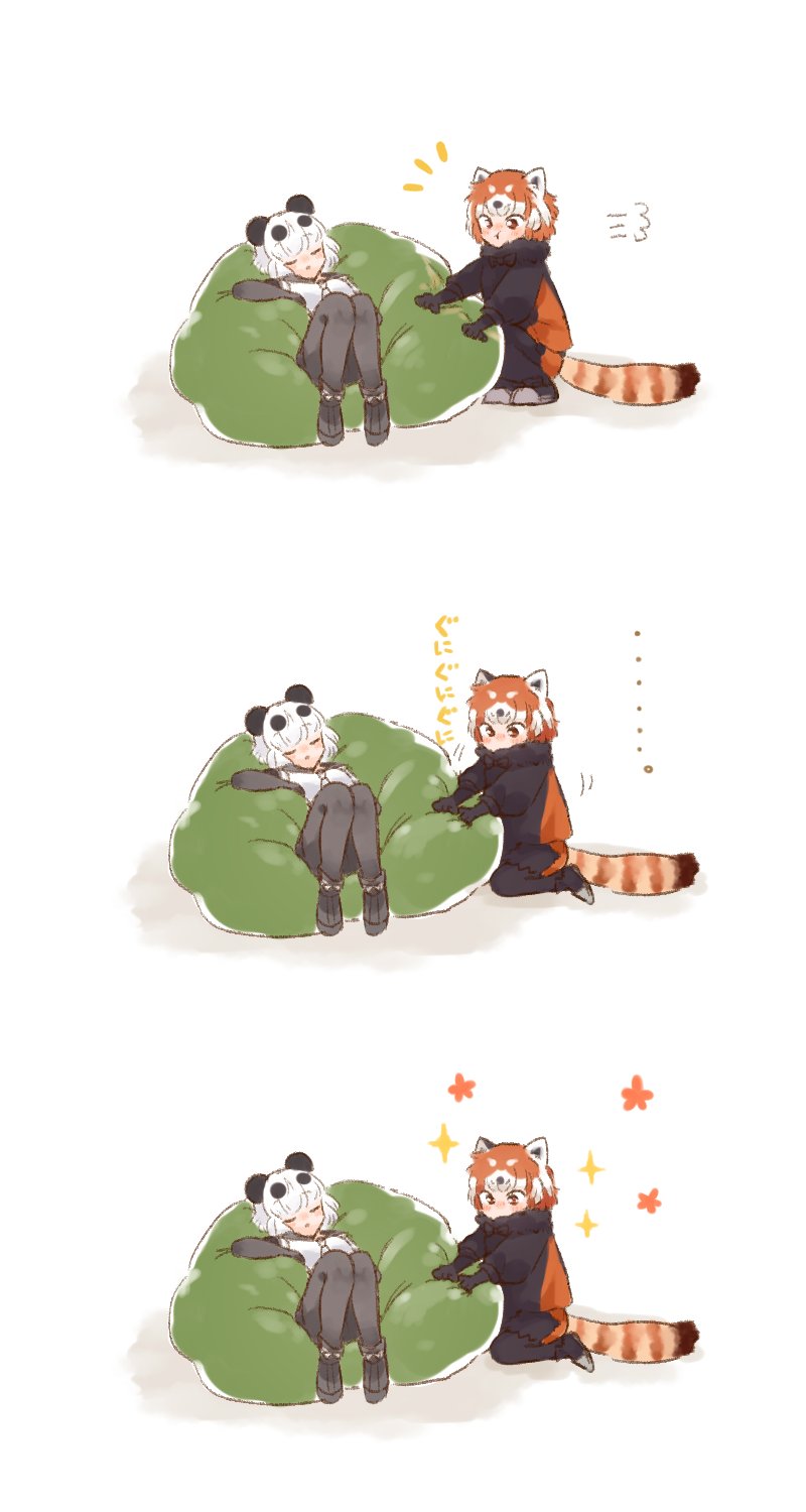 red panda and giant panda (kemono friends and 1 more) drawn by moeki_(moeki0329)