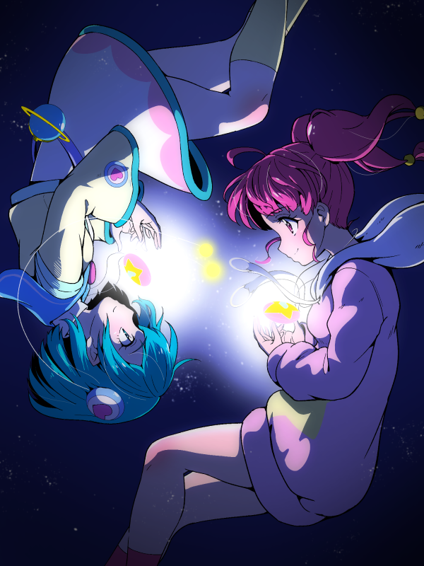 hagoromo lala and hoshina hikaru (precure and 1 more) drawn by tj-type1