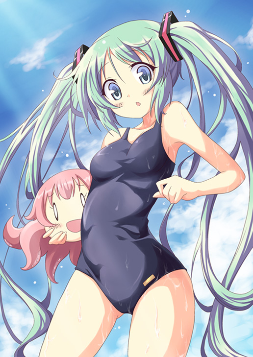 hatsune miku, megurine luka, and takoluka (vocaloid) drawn by dekosuke