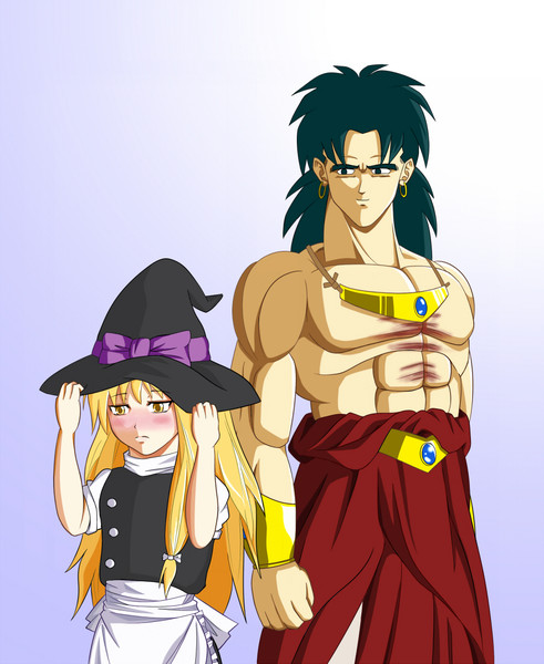 kirisame marisa and broly (touhou and 2 more) drawn by moyatto