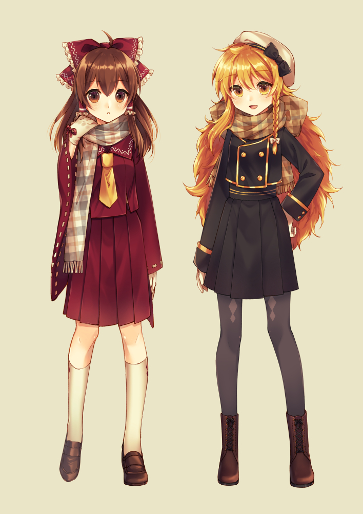 hakurei reimu and kirisame marisa (touhou) drawn by kirisita