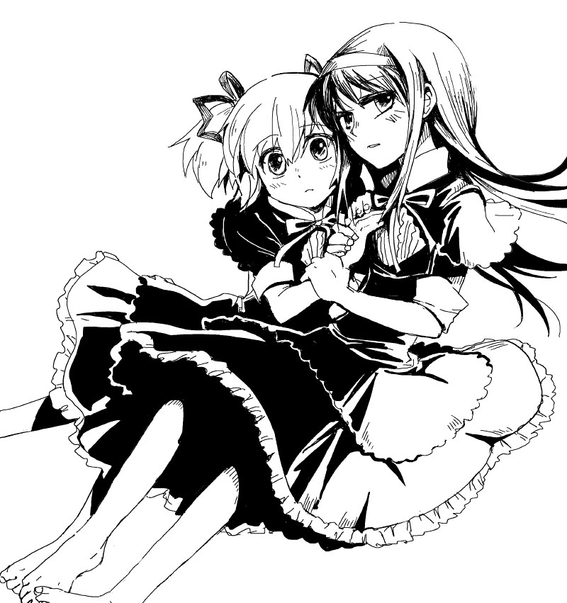 akemi homura and kaname madoka (mahou shoujo madoka magica and 1 more) drawn by silverxp