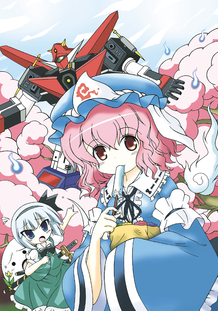 konpaku youmu, saigyouji yuyuko, and god sigma (touhou and 1 more) drawn by rcoco01
