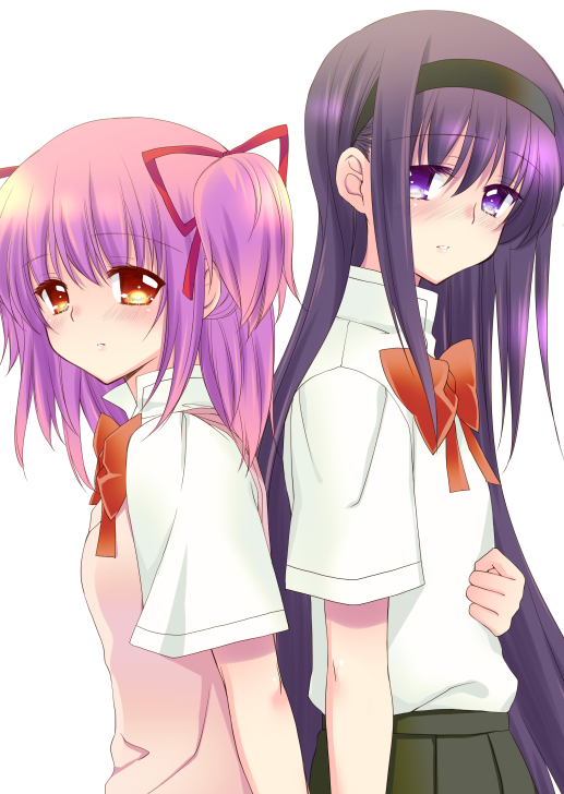 akemi homura and kaname madoka (mahou shoujo madoka magica) drawn by tama_two_(fukuya)