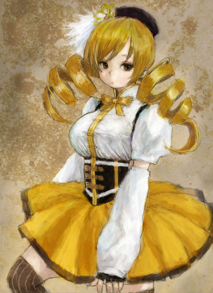 tomoe mami (mahou shoujo madoka magica) drawn by ponsuke_(pon00000)