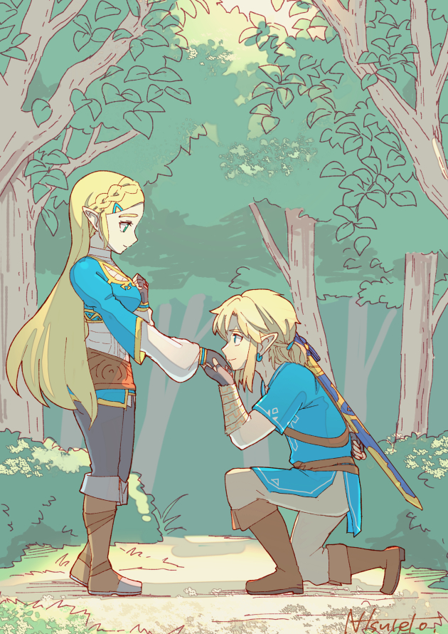 link and princess zelda (the legend of zelda and 1 more) drawn by tetora_(ttr2011)