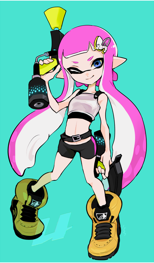 inkling player character and inkling girl (splatoon) drawn by imaikuy0