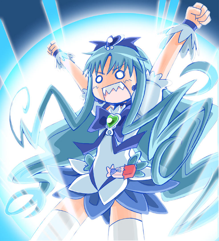 kurumi erika and cure marine (precure and 1 more) drawn by sousou_moutoku_(artist)