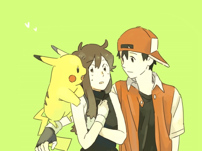 pikachu, red, and green (pokemon and 1 more) drawn by taoru_(t_kiji)