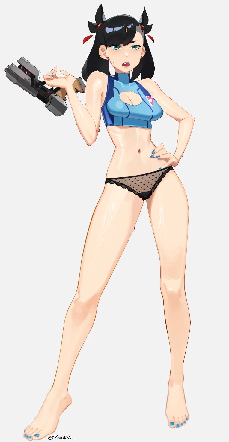marnie and samus aran (pokemon and 2 more) drawn by l4wless