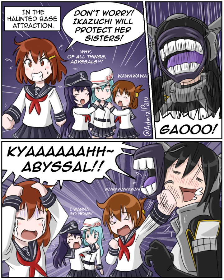 hibiki, inazuma, ikazuchi, akatsuki, nagato, and 2 more (kantai collection) drawn by admiral_paru