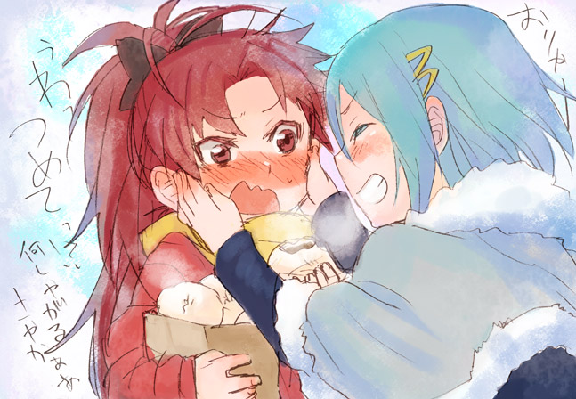 miki sayaka and sakura kyoko (mahou shoujo madoka magica) drawn by fukutarou_(enji127)