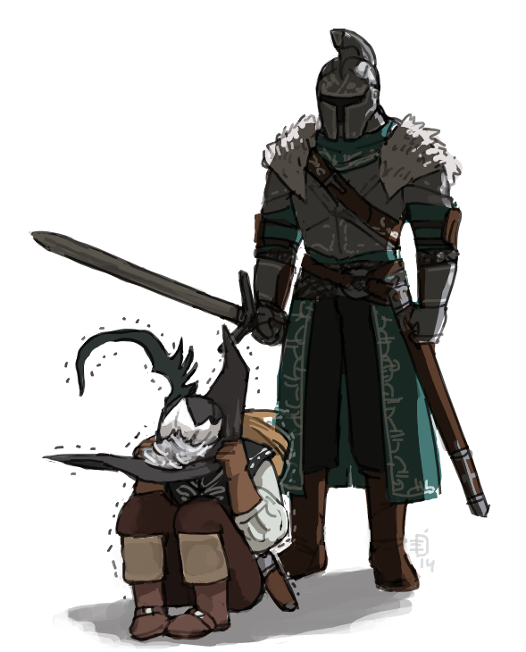 bearer of the curse and lucatiel of mirrah (dark souls and 1 more) drawn by emlan
