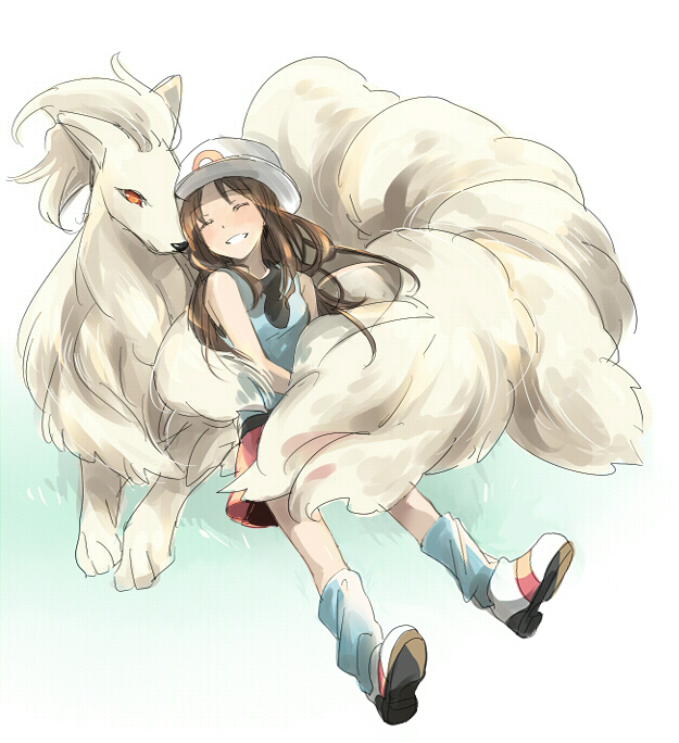 leaf and ninetales (pokemon and 1 more) drawn by himerinomi