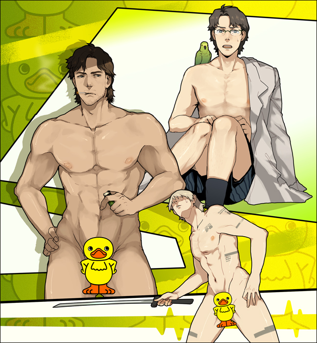 solid snake, raiden, and hal emmerich (metal gear and 1 more) drawn by gobeur
