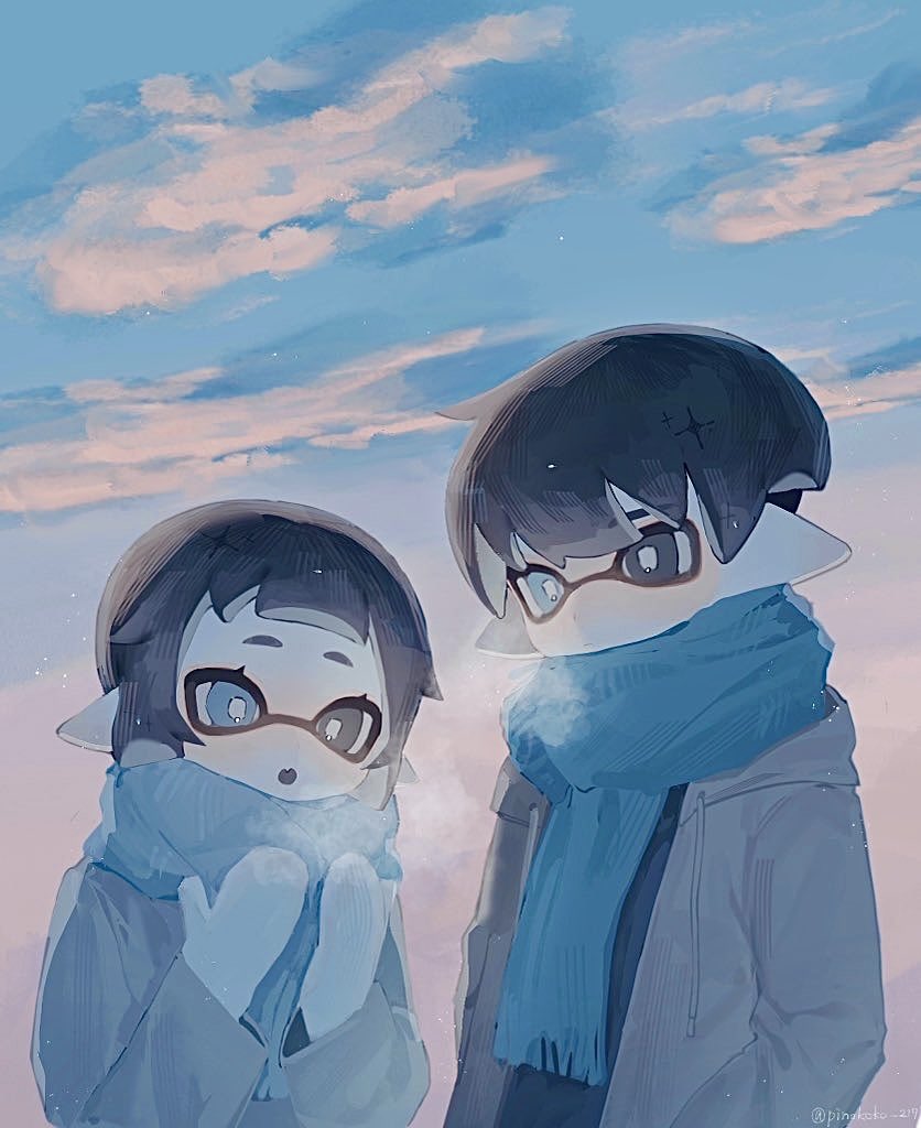 inkling player character, inkling girl, and inkling boy (splatoon) drawn by pinokoko_217