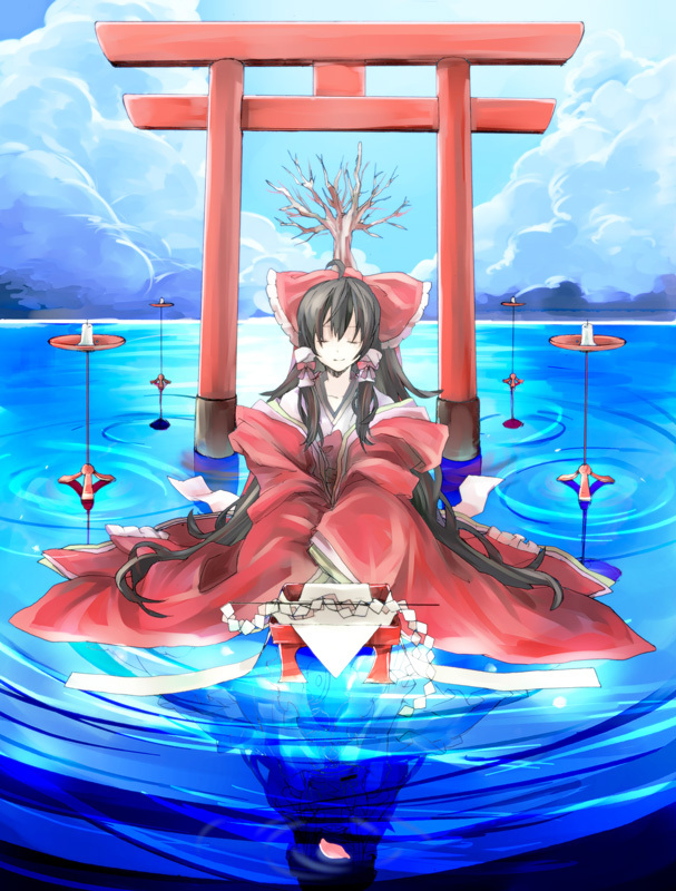 hakurei reimu and yakumo yukari (touhou) drawn by hirasaka_ine