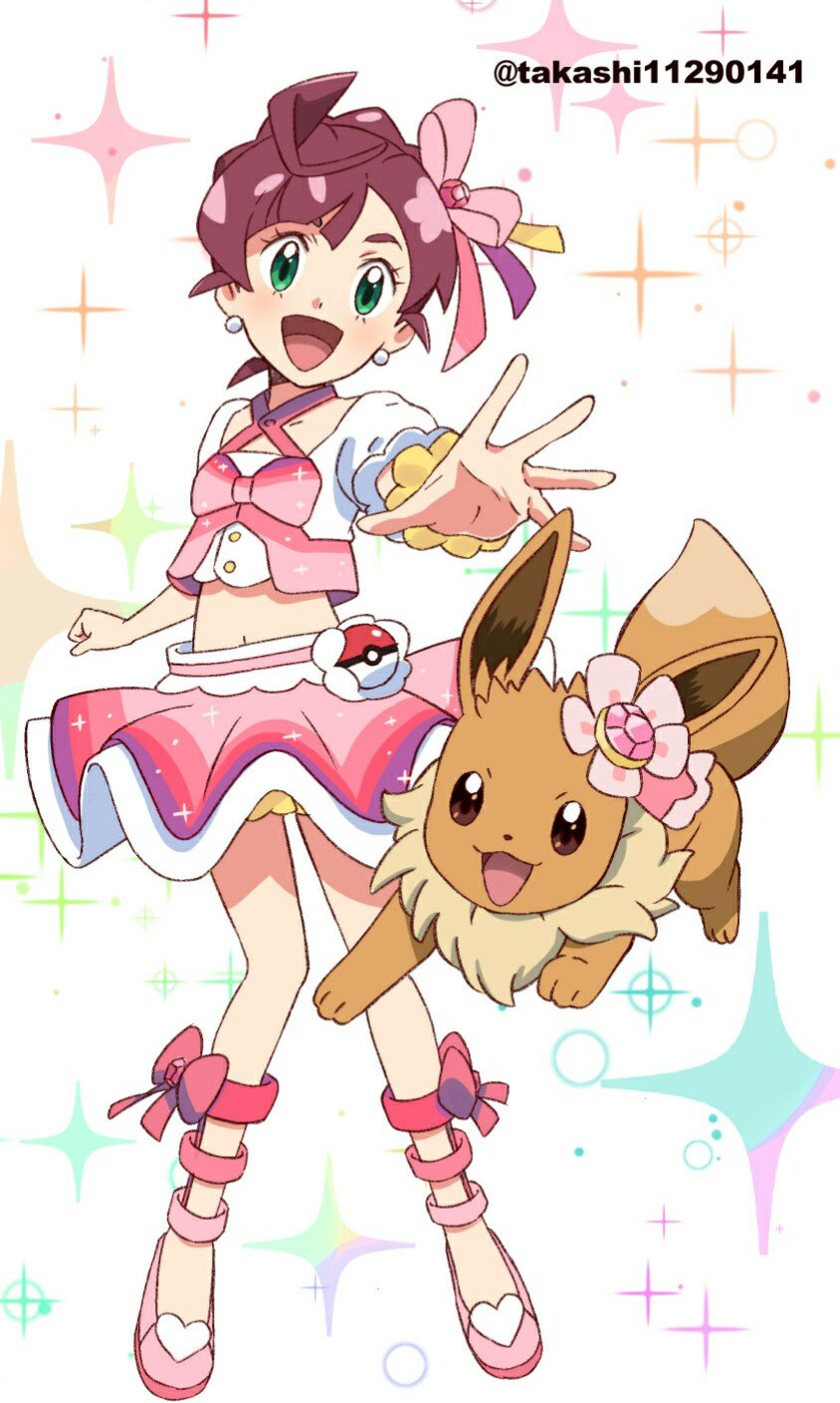eevee and chloe (pokemon and 1 more) drawn by shinohara_takashi