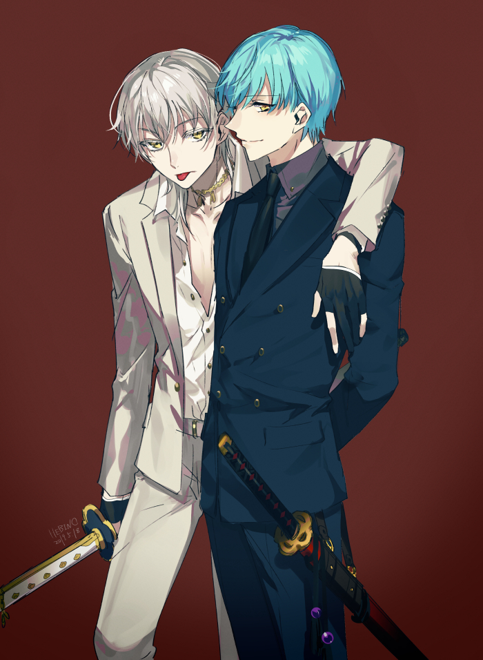 tsurumaru kuninaga and ichigo hitofuri (touken ranbu) drawn by hebino_rai