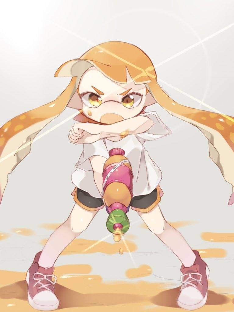 inkling player character and inkling girl (splatoon and 1 more) drawn by ika_esu