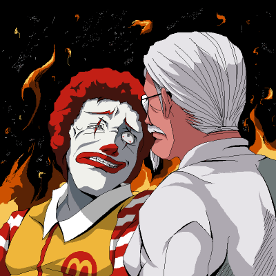 ronald mcdonald and colonel sanders (mcdonald's and 1 more) drawn by  tsukumo_(soar99) | Danbooru
