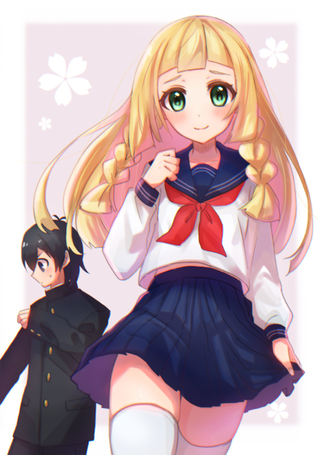 lillie and elio (pokemon and 1 more) drawn by wasa_(wanosabi)