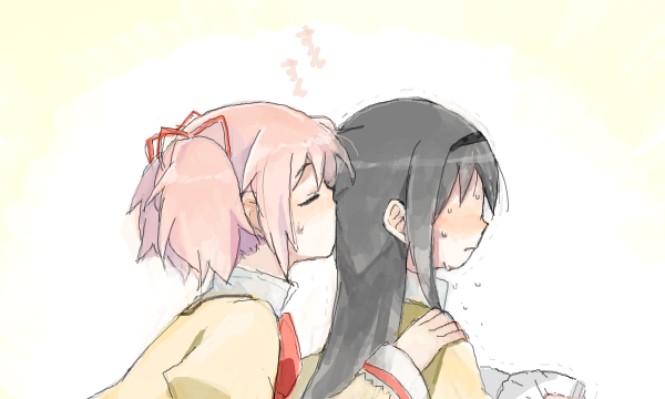 akemi homura and kaname madoka (mahou shoujo madoka magica) drawn by yoplait