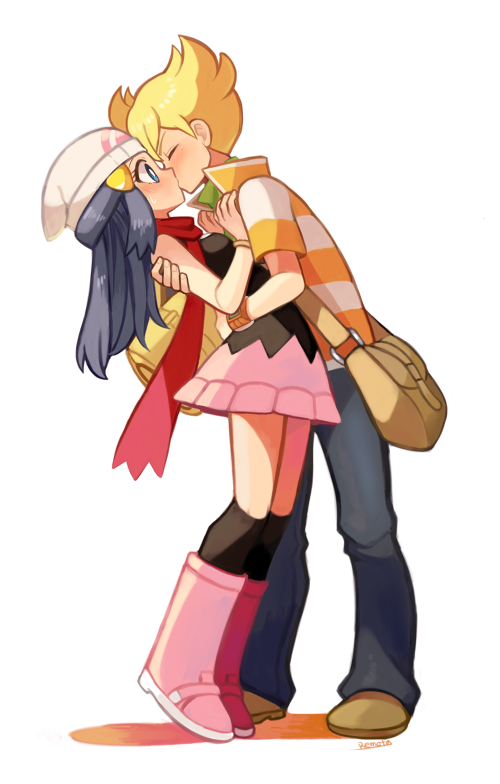 dawn and barry (pokemon and 1 more) drawn by remotarou