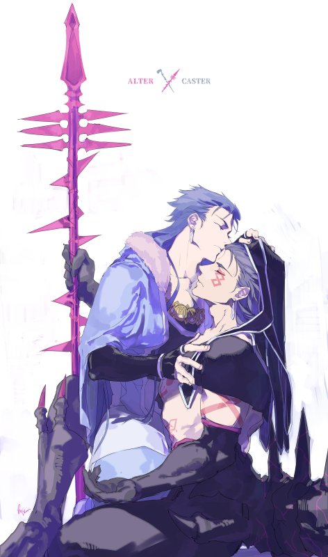 cu chulainn alter and cu chulainn (fate and 1 more) drawn by iz_izhara