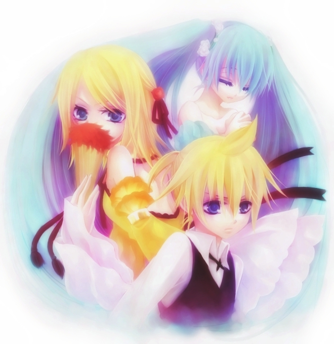 hatsune miku, kagamine rin, kagamine len, riliane lucifen d'autriche, allen avadonia, and 1 more (vocaloid and 2 more) drawn by sakuragi_mikan