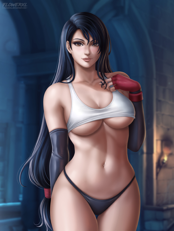tifa lockhart (final fantasy and 2 more) drawn by flowerxl