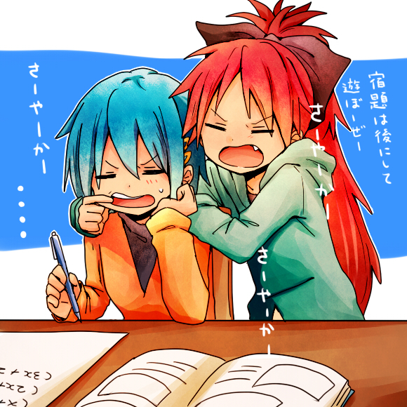 miki sayaka and sakura kyoko (mahou shoujo madoka magica) drawn by shibainu_(pom_pomta)