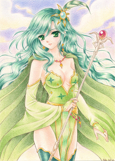 rydia (final fantasy and 1 more) drawn by yukiou