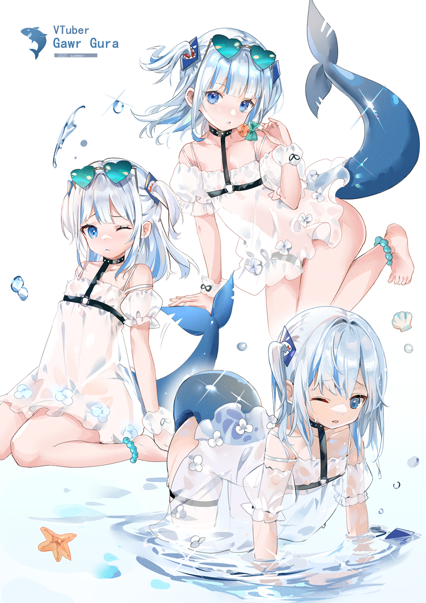 gawr gura (hololive and 1 more) drawn by rero_(bigdoorbig2)