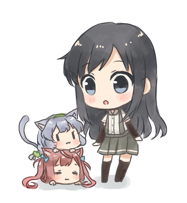 asashio, asagumo, and yamagumo (kantai collection) drawn by nuno_(pppompon)