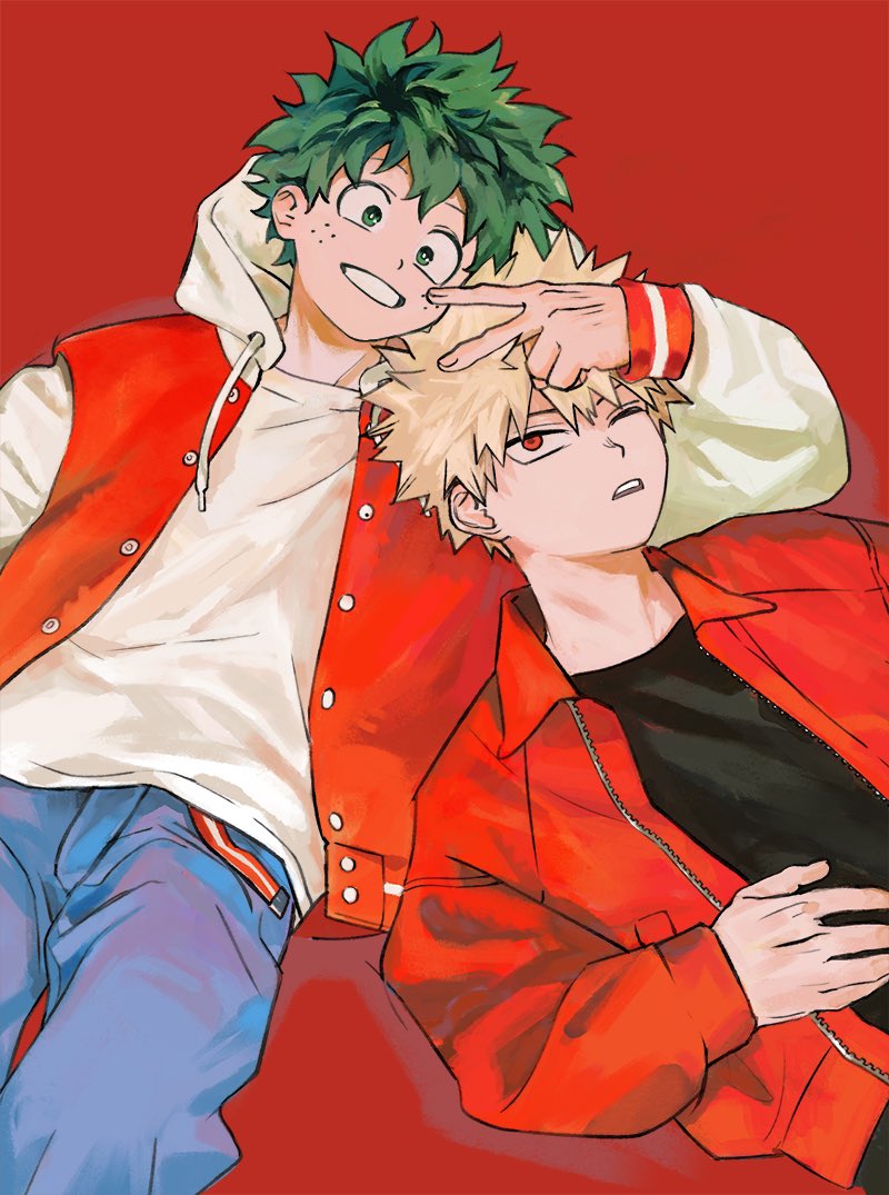 midoriya izuku and bakugou katsuki (boku no hero academia) drawn by lekiwyo