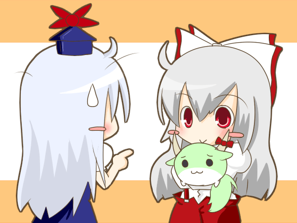 fujiwara no mokou, kamishirasawa keine, and ex-keine (touhou) drawn by hida_(artist)