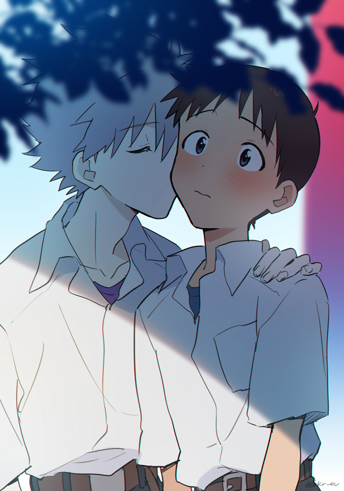 ikari shinji and nagisa kaworu (neon genesis evangelion and 2 more) drawn by 11kkr
