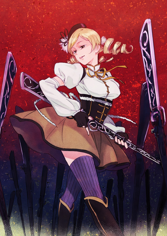 tomoe mami (mahou shoujo madoka magica) drawn by kyuugou_(ninekoks)